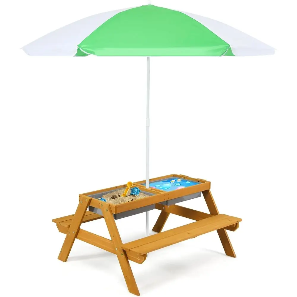 Kids Outdoor Umbrella - 3-in-1 in hoogte verstelbare kinder picknicktafel