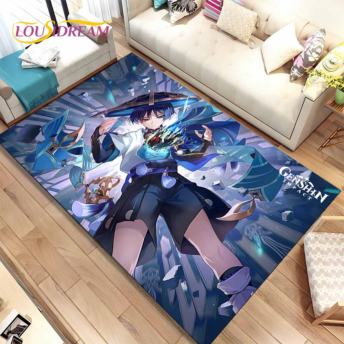 Kids Outdoor Mat - Genshin Impact Cartoon Game Gebied Tapijt,