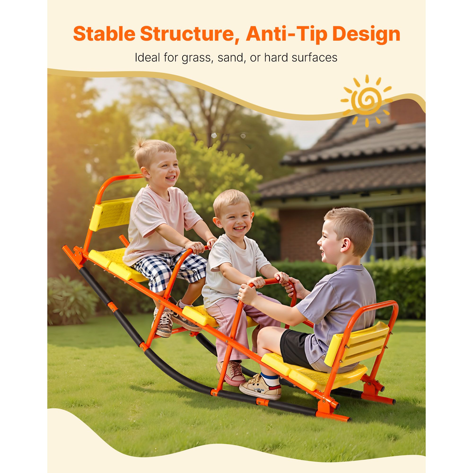 Kids Outdoor Lawn Equipment - Kinderschommel, draagvermogen 200 lbs, metalen schommel