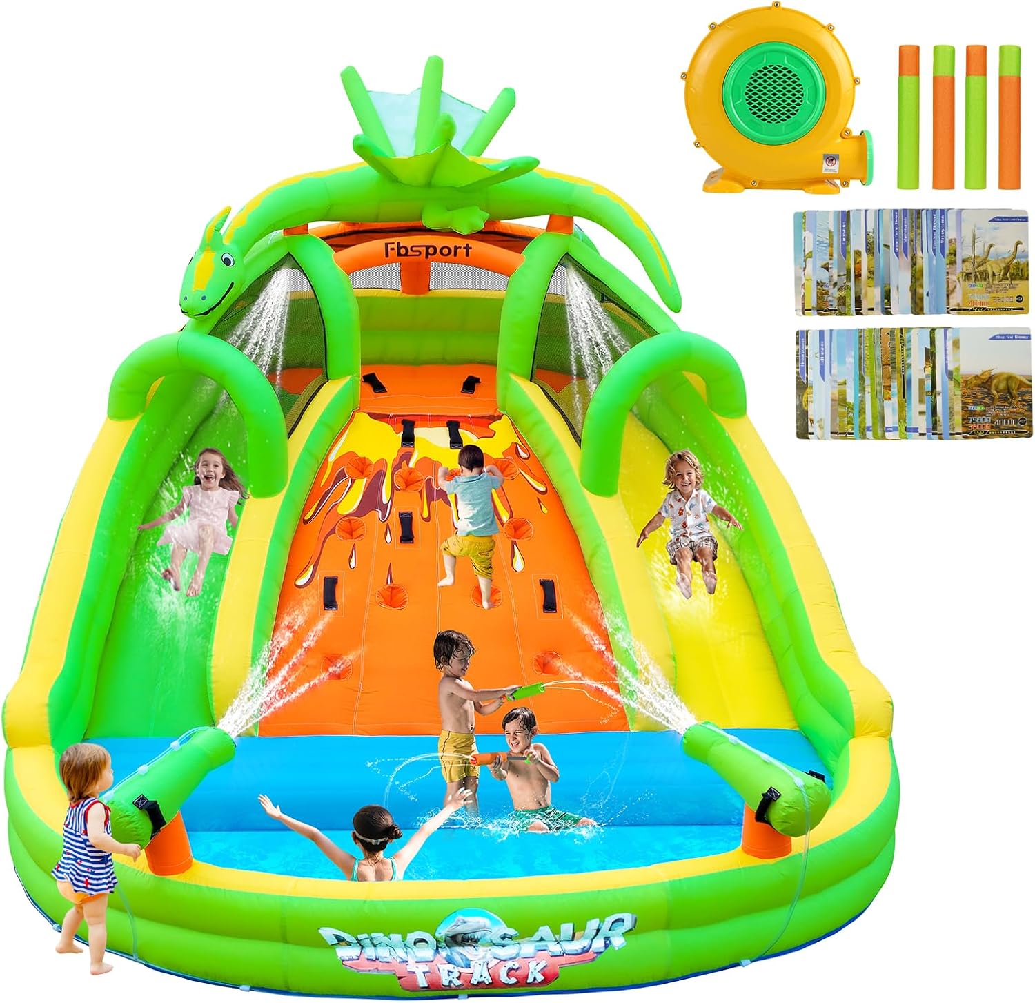 Kids Outdoor Climbing Wall - Opblaasbare springkasteel voor kinderen met glijbaan,