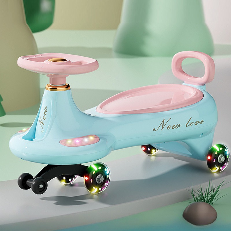 Kids Outdoor Slide - Schattige kinderwipwagen met anti-kantel universele wielen,