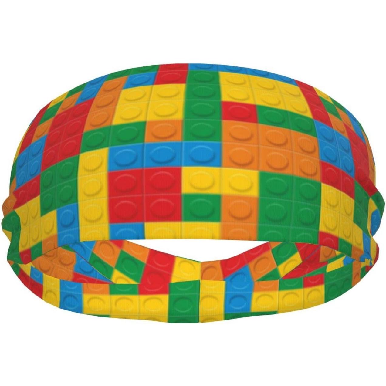 Kids Outdoor Yoga - Kleurrijke bouwstenen Print hoofdband Zweetabsorberende sporthaarband