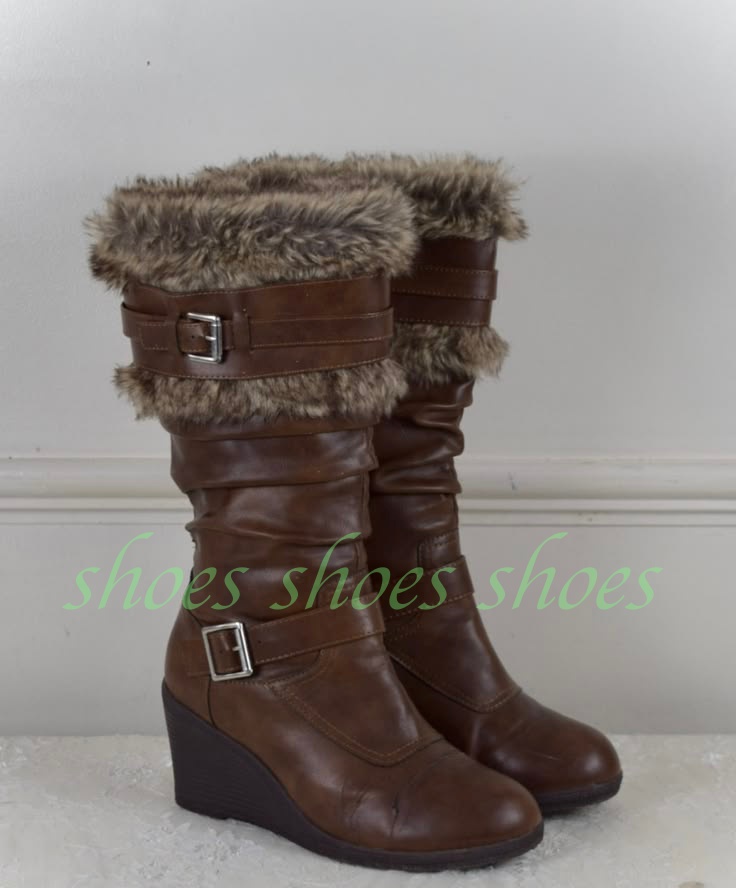 Kids Outdoor Boots - Dames Vintage Bruine Kunstbont Calf Boots