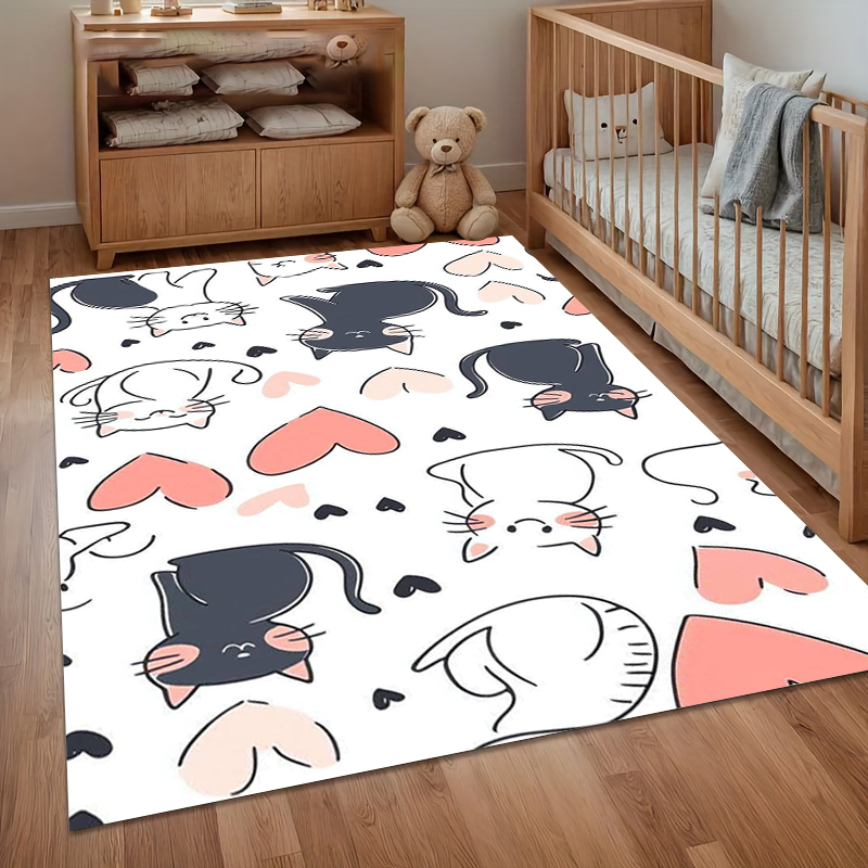 Kids Outdoor Mat - Schattige Kat & Hart Kinderkamer Tapijten