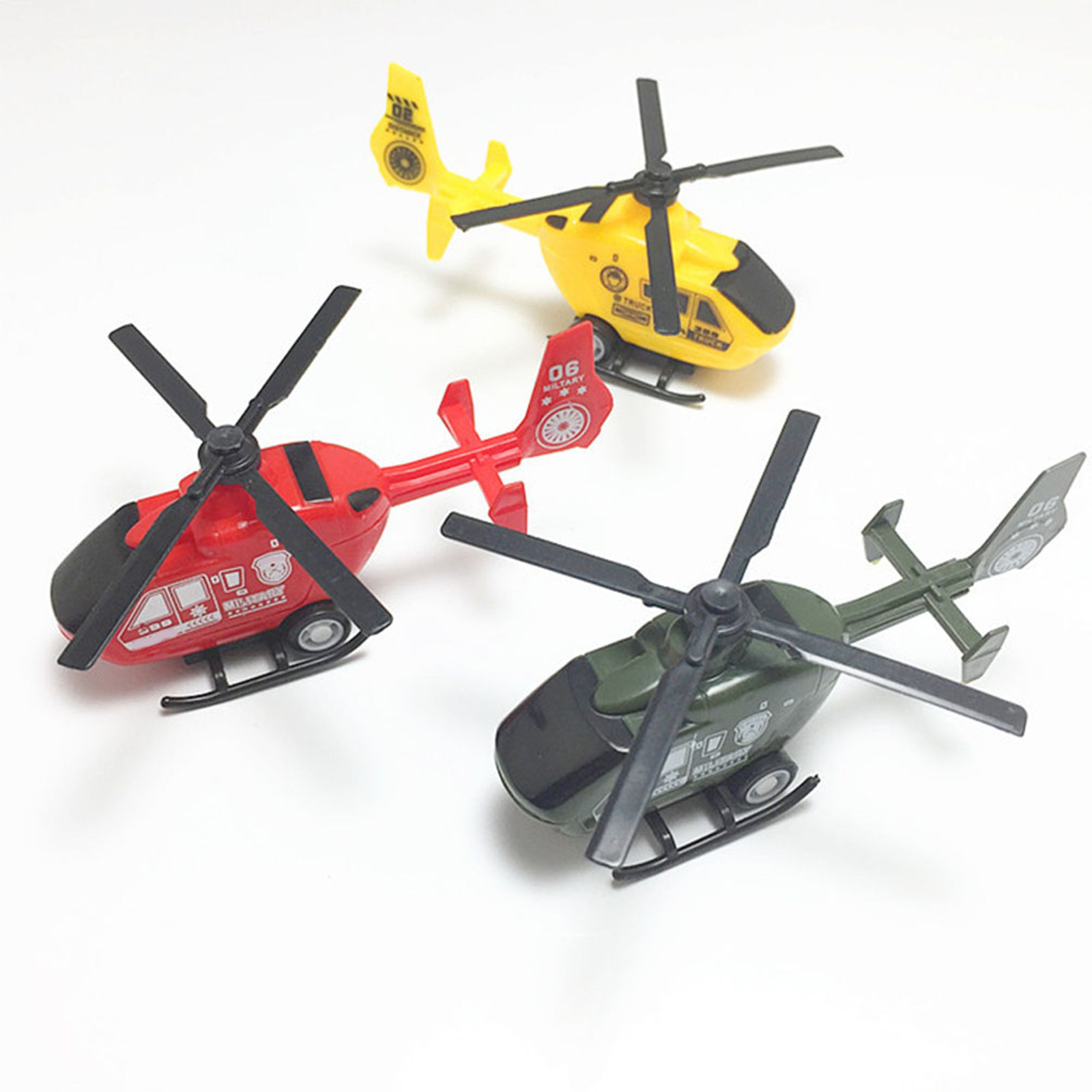 Kids Outdoor Play - 6 stuks mini pullback helikopter vliegtuigen