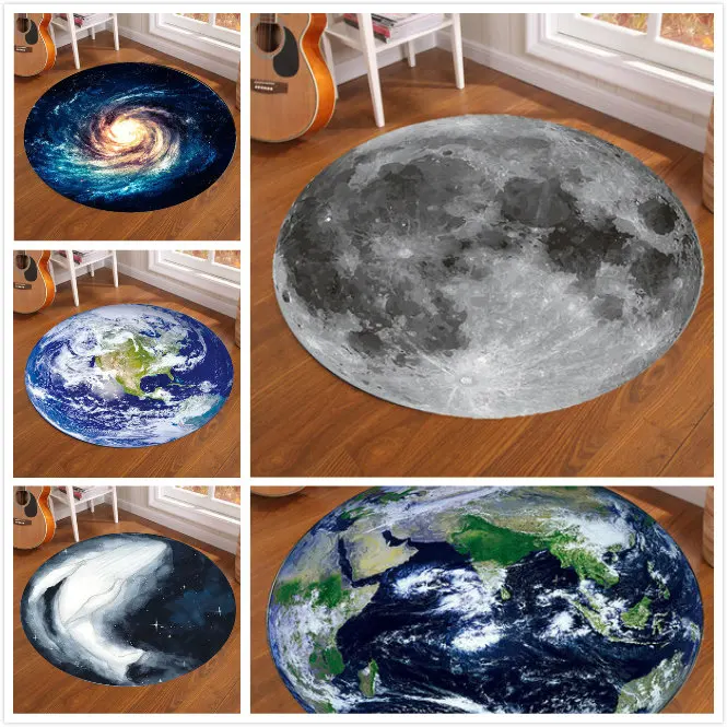 Kids Outdoor Mat - Galaxy Earth Moon Rond Tapijt voor
