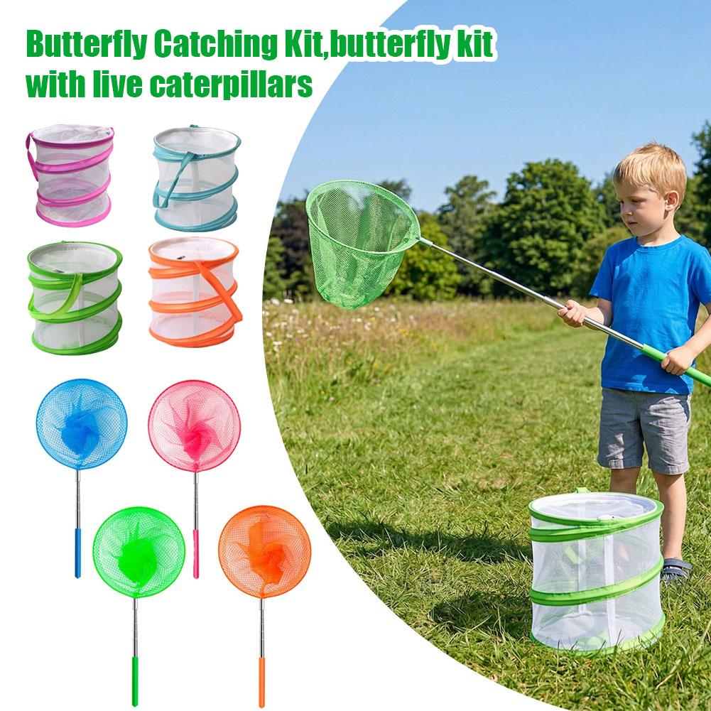 Kids Outdoor Net - Vouwbare insectenvangset voor kinderen, met gaas,