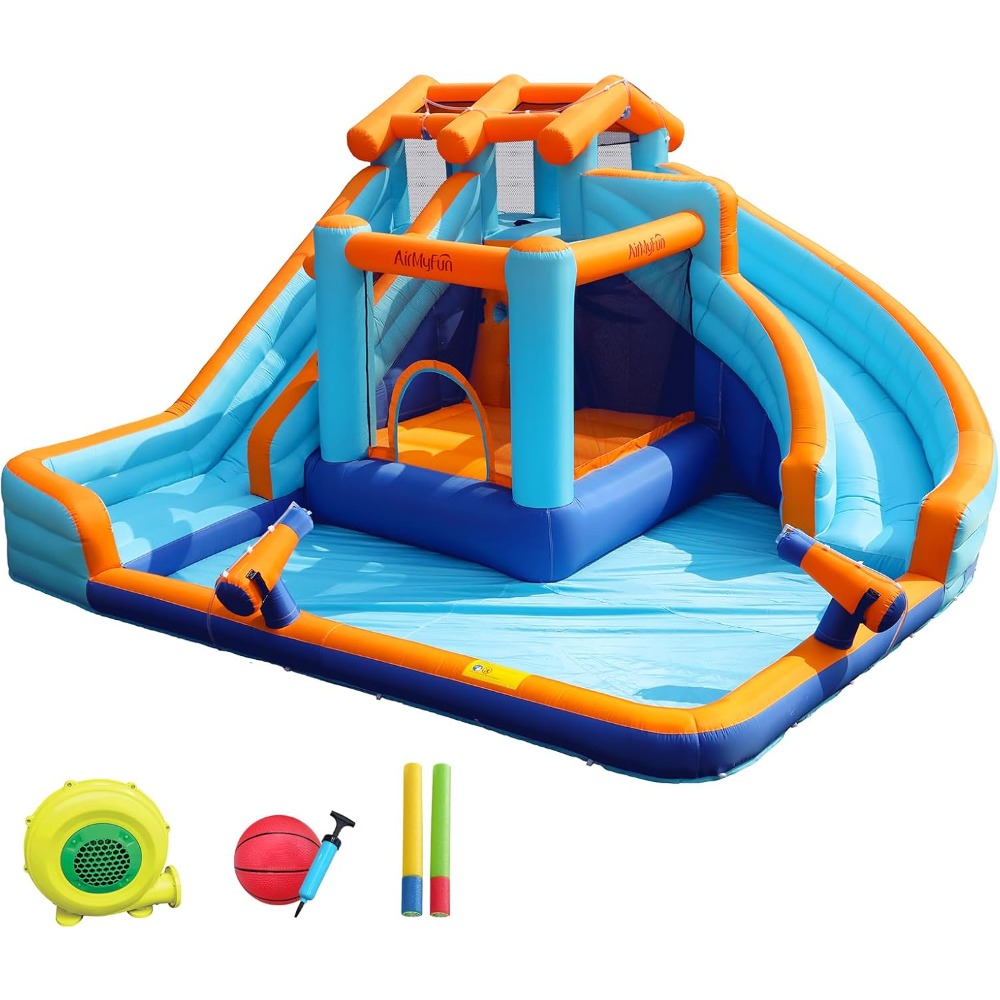 Kids Outdoor Slide - Grote waterglijbaan springkasteel met spetterbad en