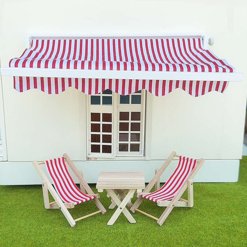 Kids Outdoor Play - 1/12 Poppenhuis Simulatie Luifel Model Poppenhuis