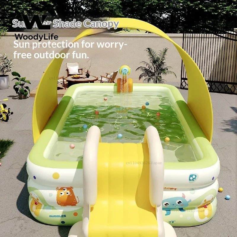 Groot opblaasbaar gezinszwemba - Kids Outdoor Inflatable Water Slide recensie en prijs