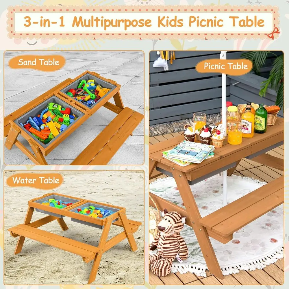 4-in-1 houten zand- en waterta - Kids Outdoor Umbrella recensie en prijs