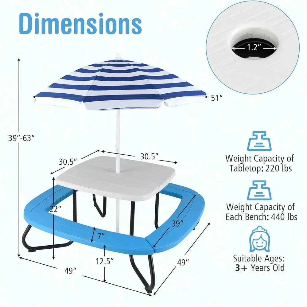 8-persoons picknicktafel voor  - Kids Outdoor Umbrella recensie en prijs
