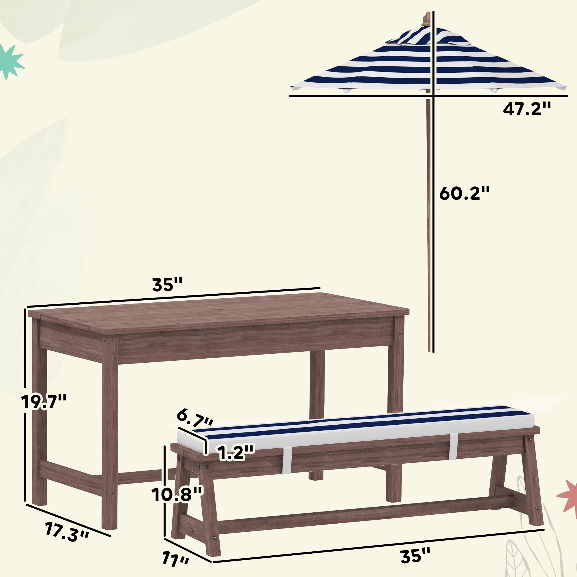 Houten picknicktafel en bankse - Kids Outdoor Umbrella recensie en prijs