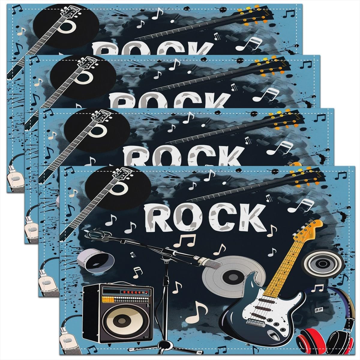 Rockmuziek Placemats Set van 4 - Kids Outdoor Mat recensie en prijs