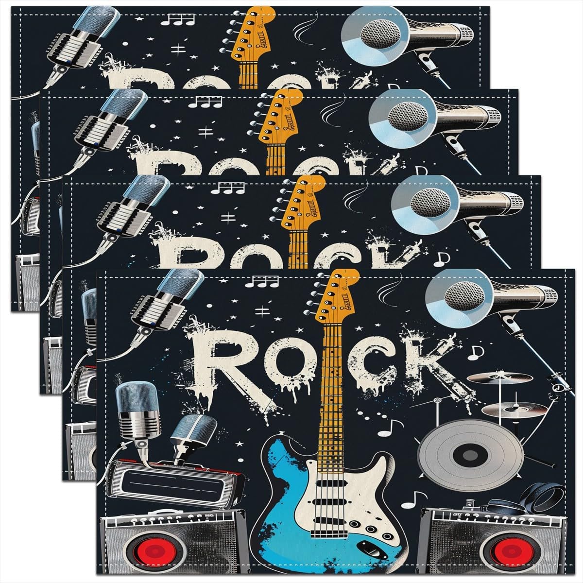 Rockmuziek Placemats Set van 4 - Kids Outdoor Mat recensie en prijs
