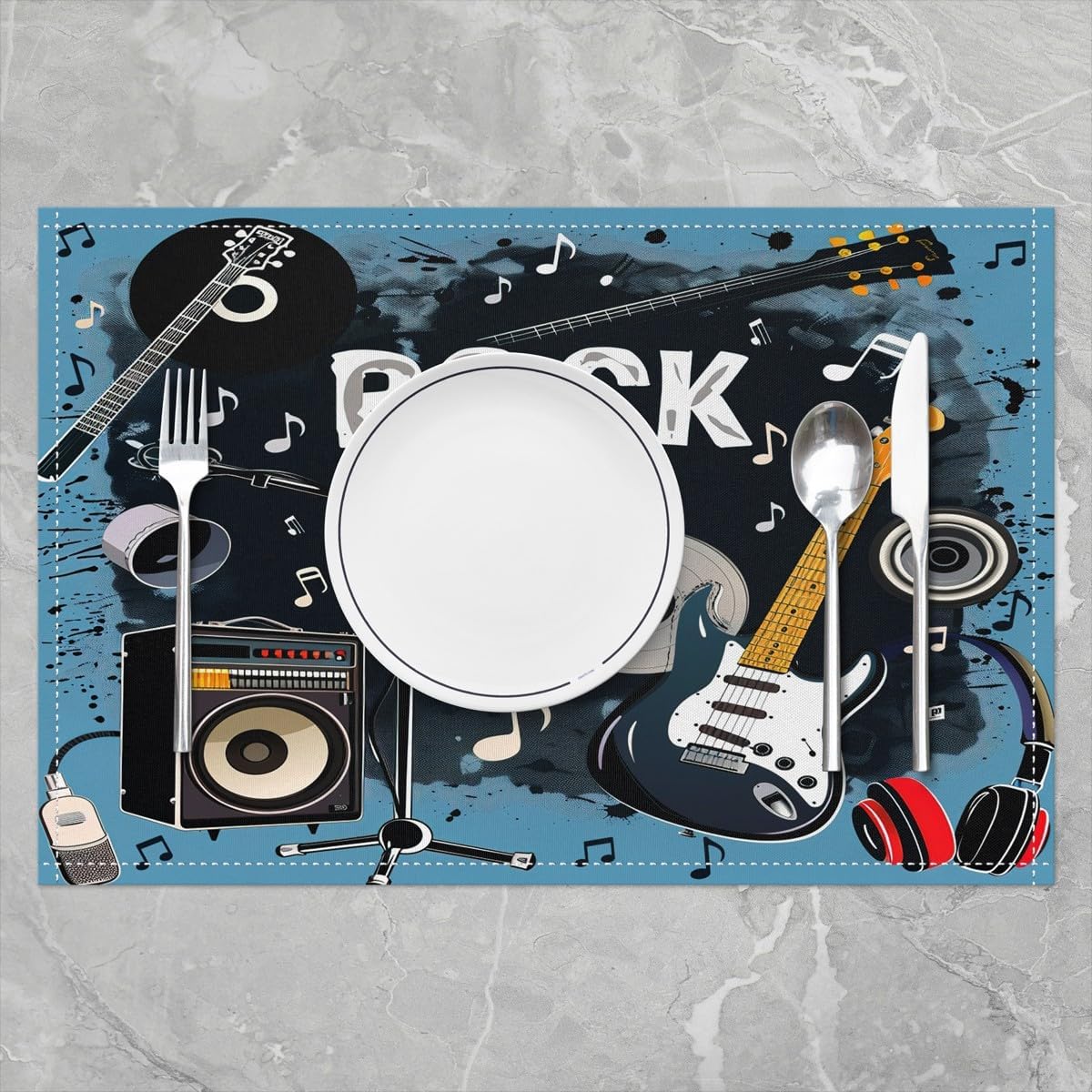 Rockmuziek Placemats Set van 4 - Kids Outdoor Mat recensie en prijs