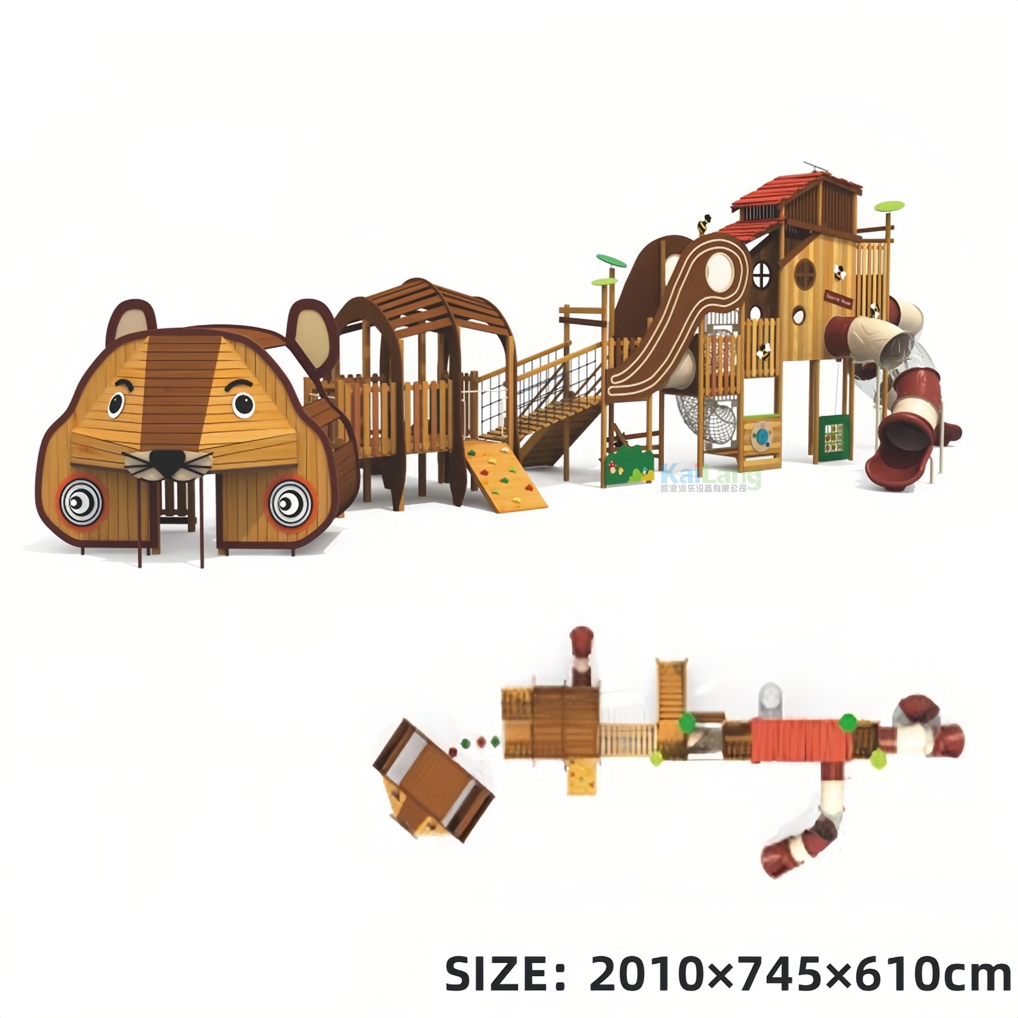 Hoogwaardige houten glijbaan v - Outdoor Children'S Park recensie en prijs
