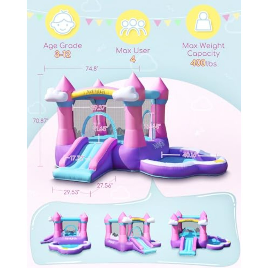 Roze opblaasbare springkasteel - Kids Outdoor Inflatable Water Slide recensie en prijs