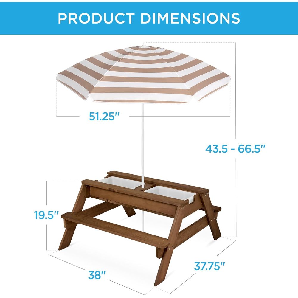 Kinderpicknicktafel met paraso - Kids Outdoor Umbrella recensie en prijs