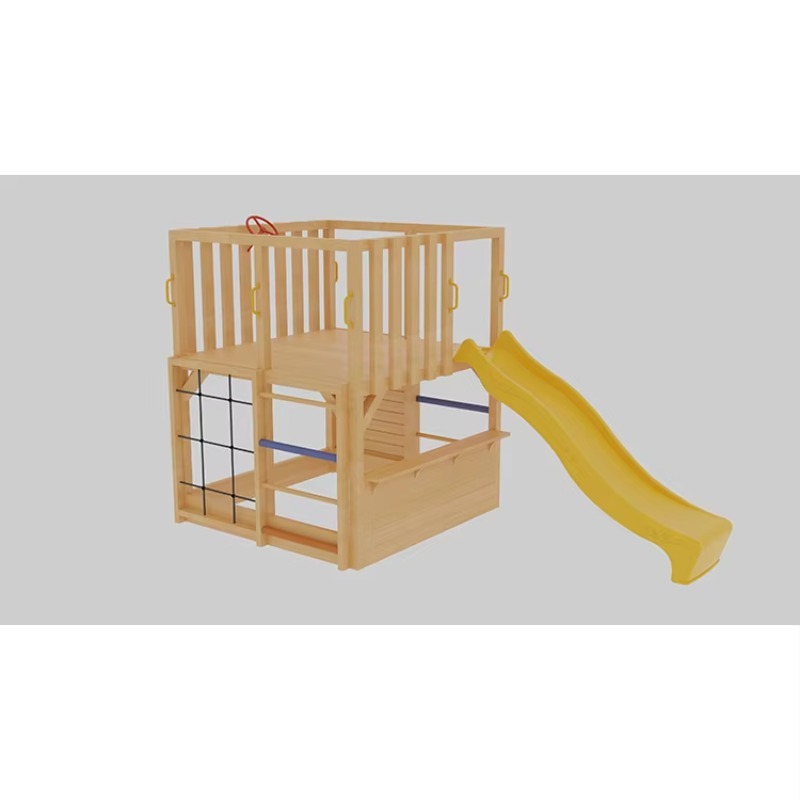 Houten buitenhuisje en glijbaa - Kids Outdoor Climbing Wall recensie en prijs