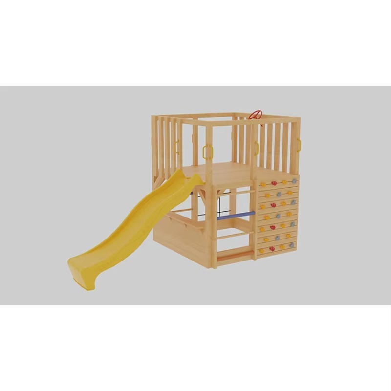 Houten buitenhuisje en glijbaa - Kids Outdoor Climbing Wall recensie en prijs