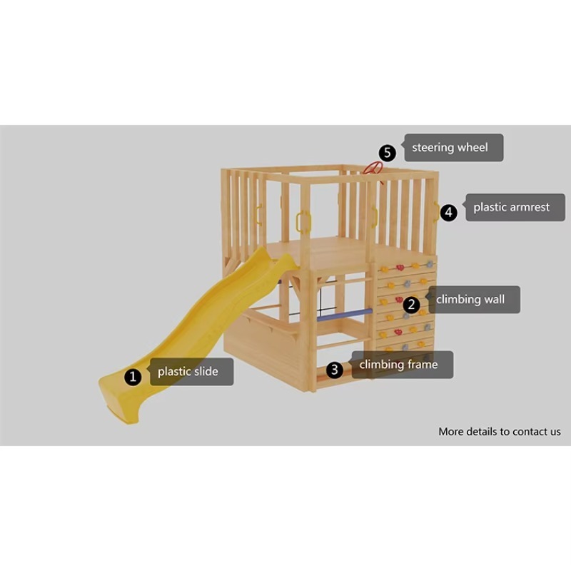 Houten buitenhuisje en glijbaa - Kids Outdoor Climbing Wall recensie en prijs